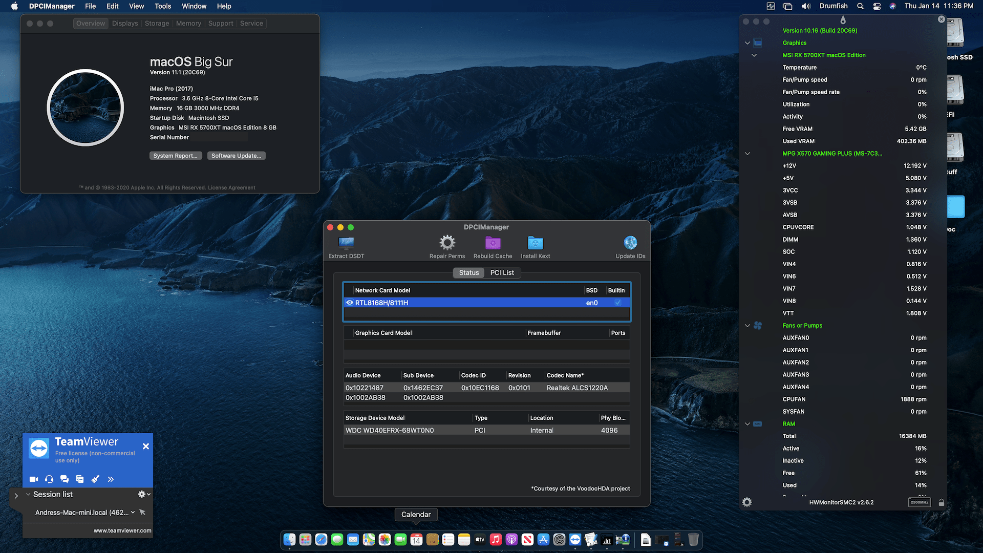 Success Hackintosh macOS Big Sur 11.1 Build 20C69 in MSI MPG X570 Gaming Plus + AMD Ryzen 7 3700X + MSI RX 5700XT